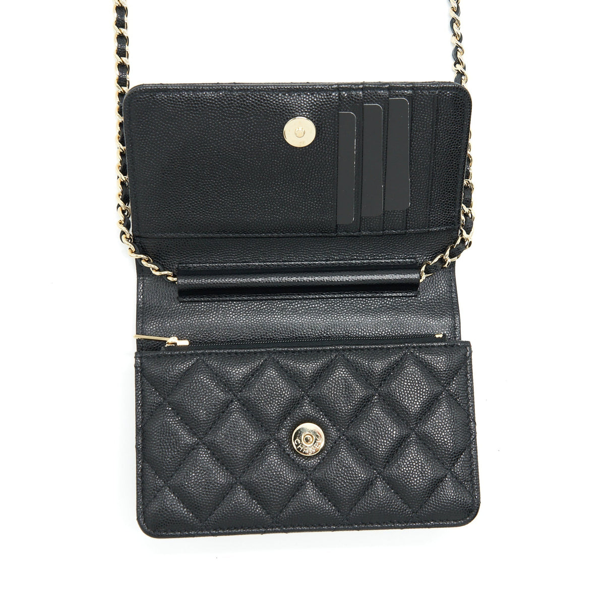 CHANEL MINI WALLET ON CHAIN CAVIAR BLACK LGHW