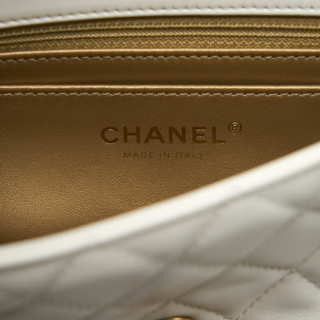 CHANEL PEARL CRUSH MINI RECTANGULAR FLAP BAG LAMBSKIN WHITE GHW (MICROCHIP)