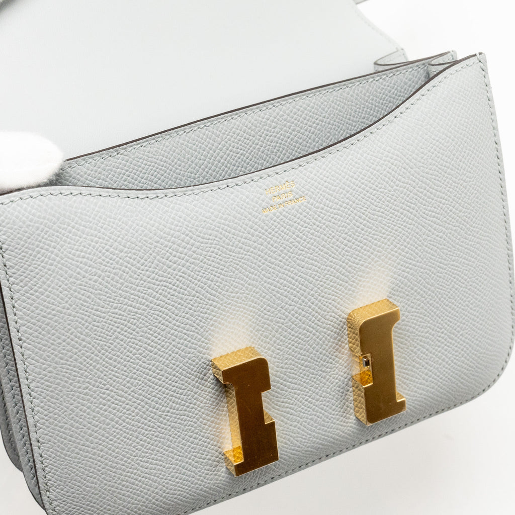 Hermes Mini Constance Epsom 8U Bleu Glacier GHW