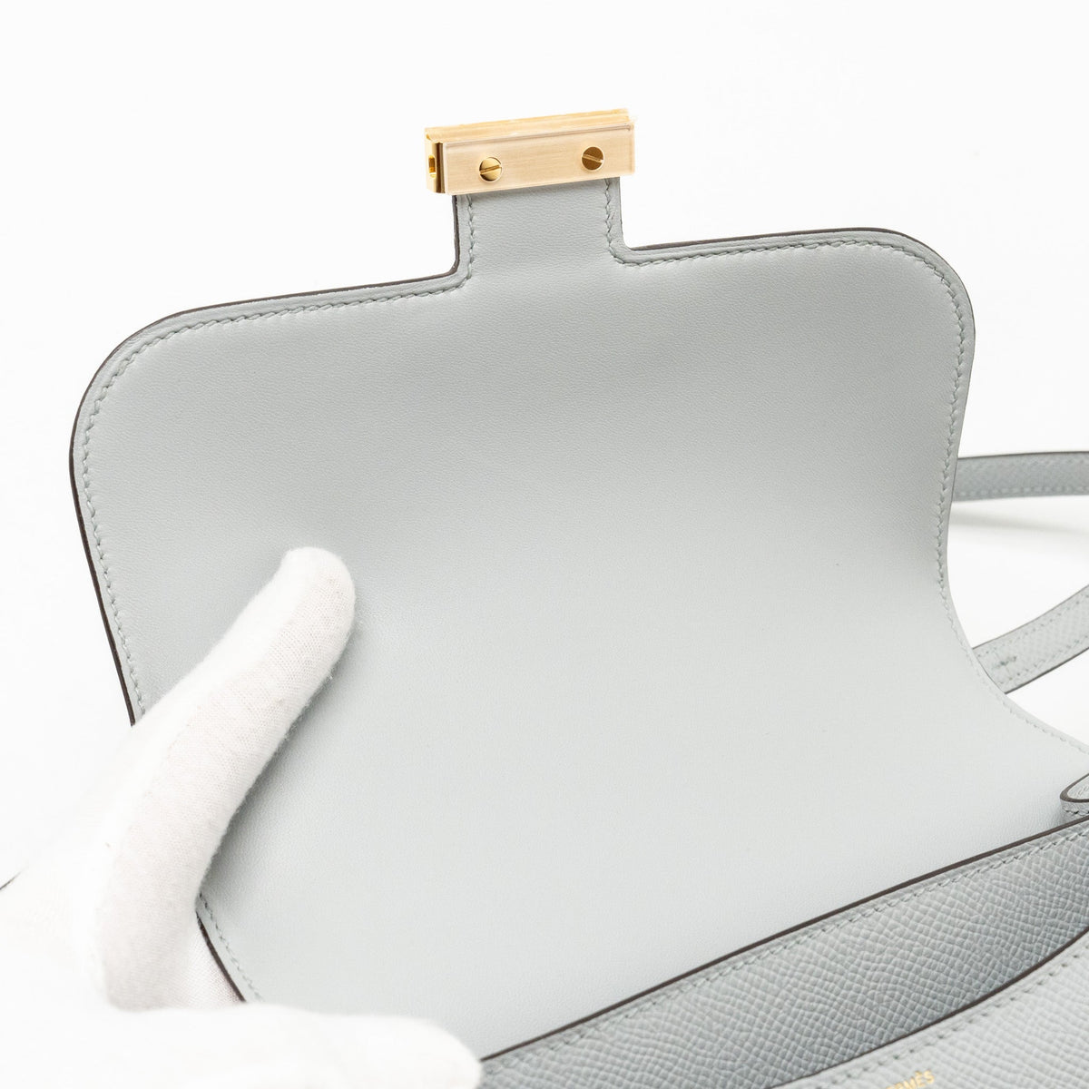 Hermes Mini Constance Epsom 8U Bleu Glacier GHW