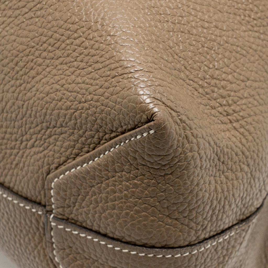Hermes double sense tote bag clemence etoupe/green