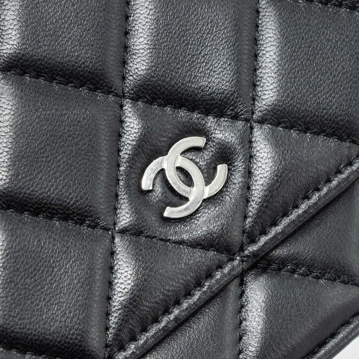 CHANEL CLASSIC WALLET ON CHAIN LAMBSKIN BLACK SHW
