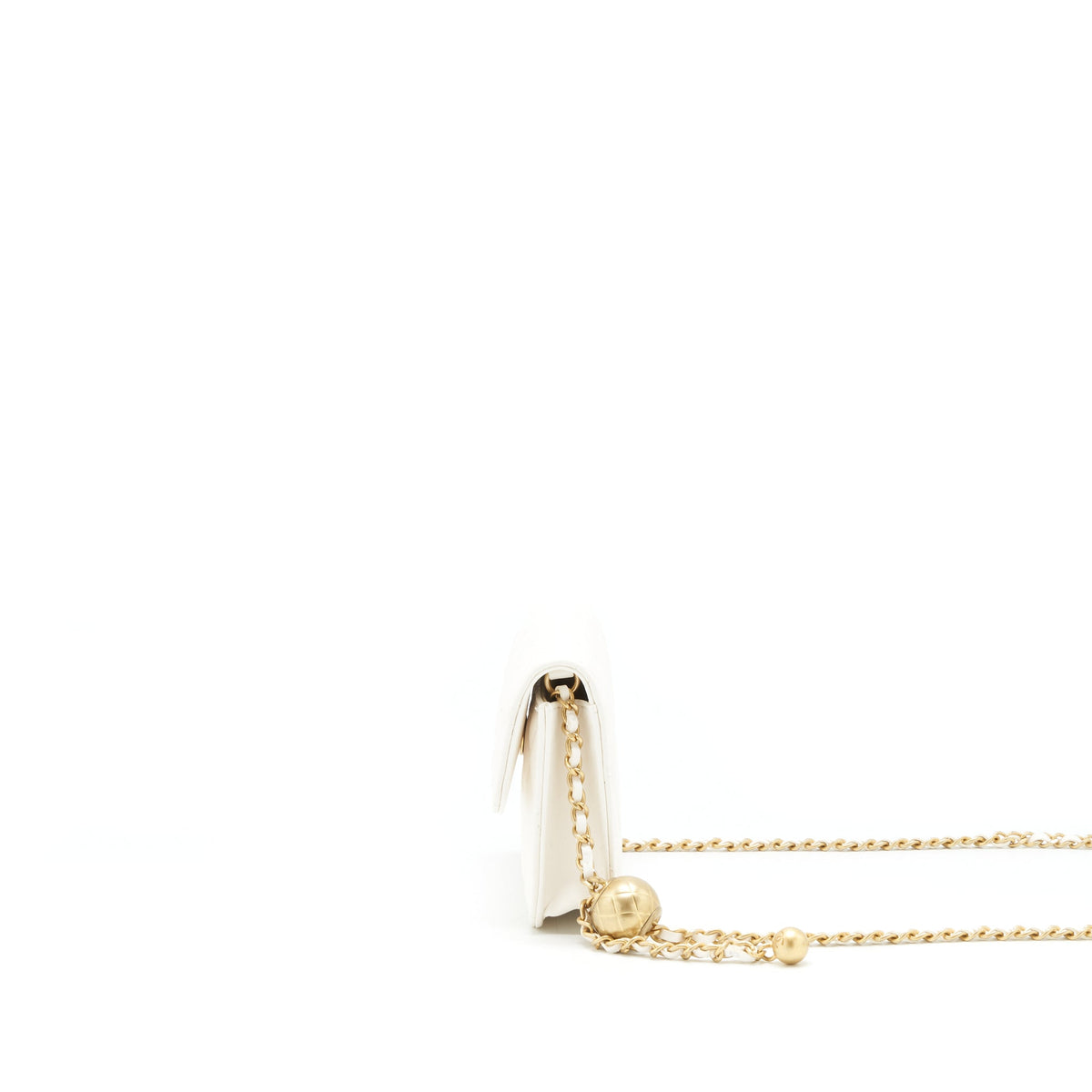 CHANEL 21B PEARL CRUSH MINI FLAP BAG WITH CHAIN/BELT BAG WHITE GHW