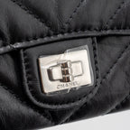 CHANEL 2.55 REISSUE FLAP CARD HOLDER AGED CALFSKIN BLACK SHW (MICROCHIP)