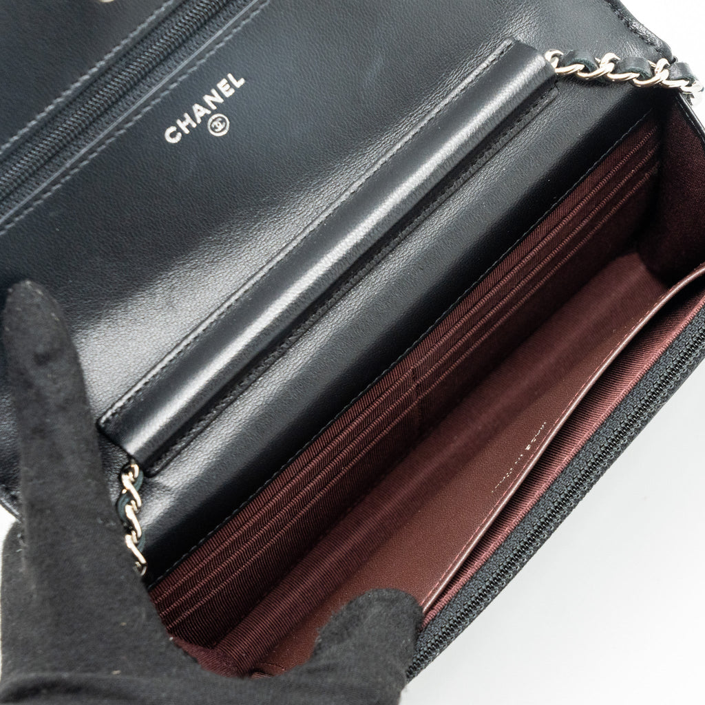CHANEL CLASSIC WALLET ON CHAIN LAMBSKIN BLACK SHW