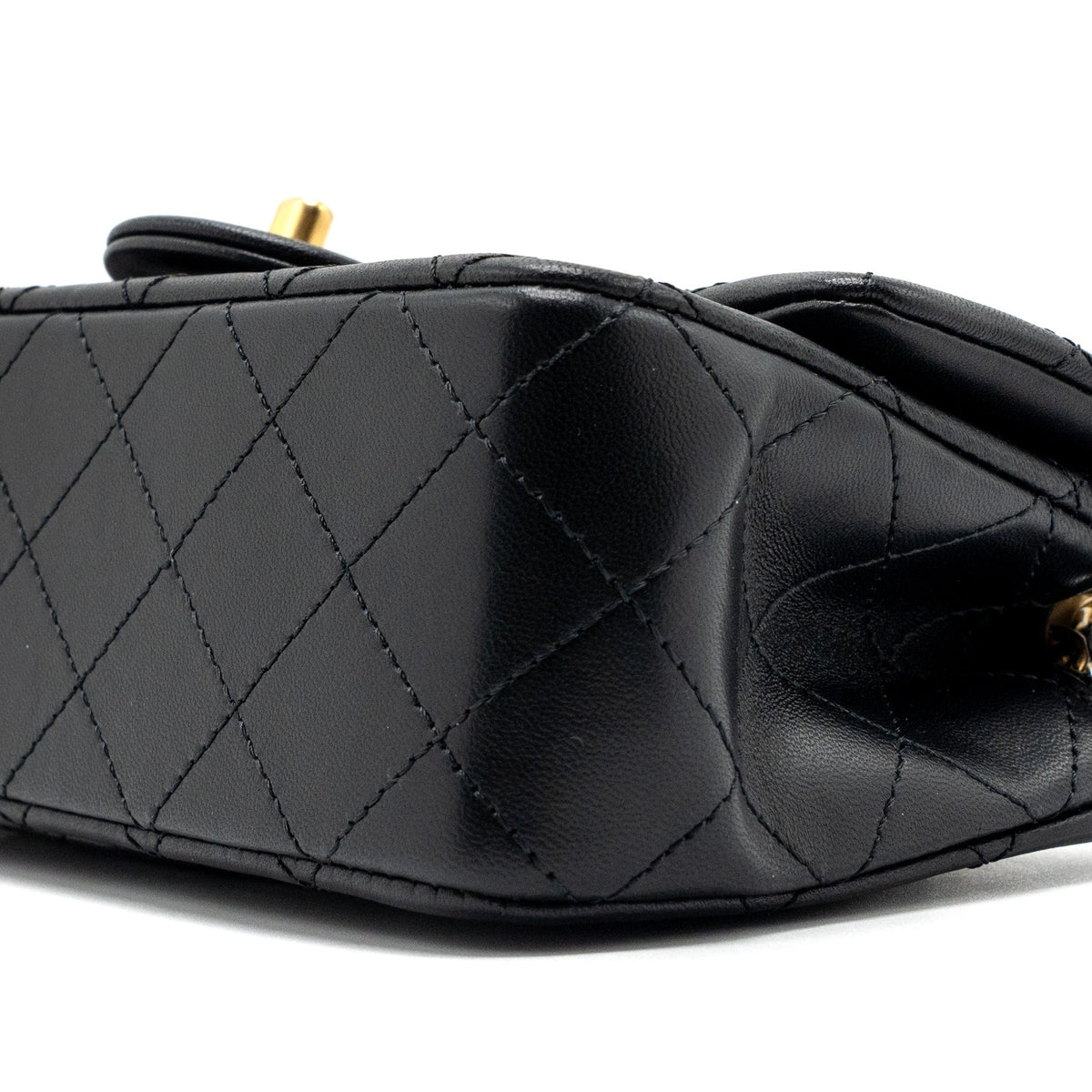 CHANEL PEARL CRUSH MINI RECTANGULAR LAMBSKIN BLACK BRUSHED GHW(MICROCHIP)