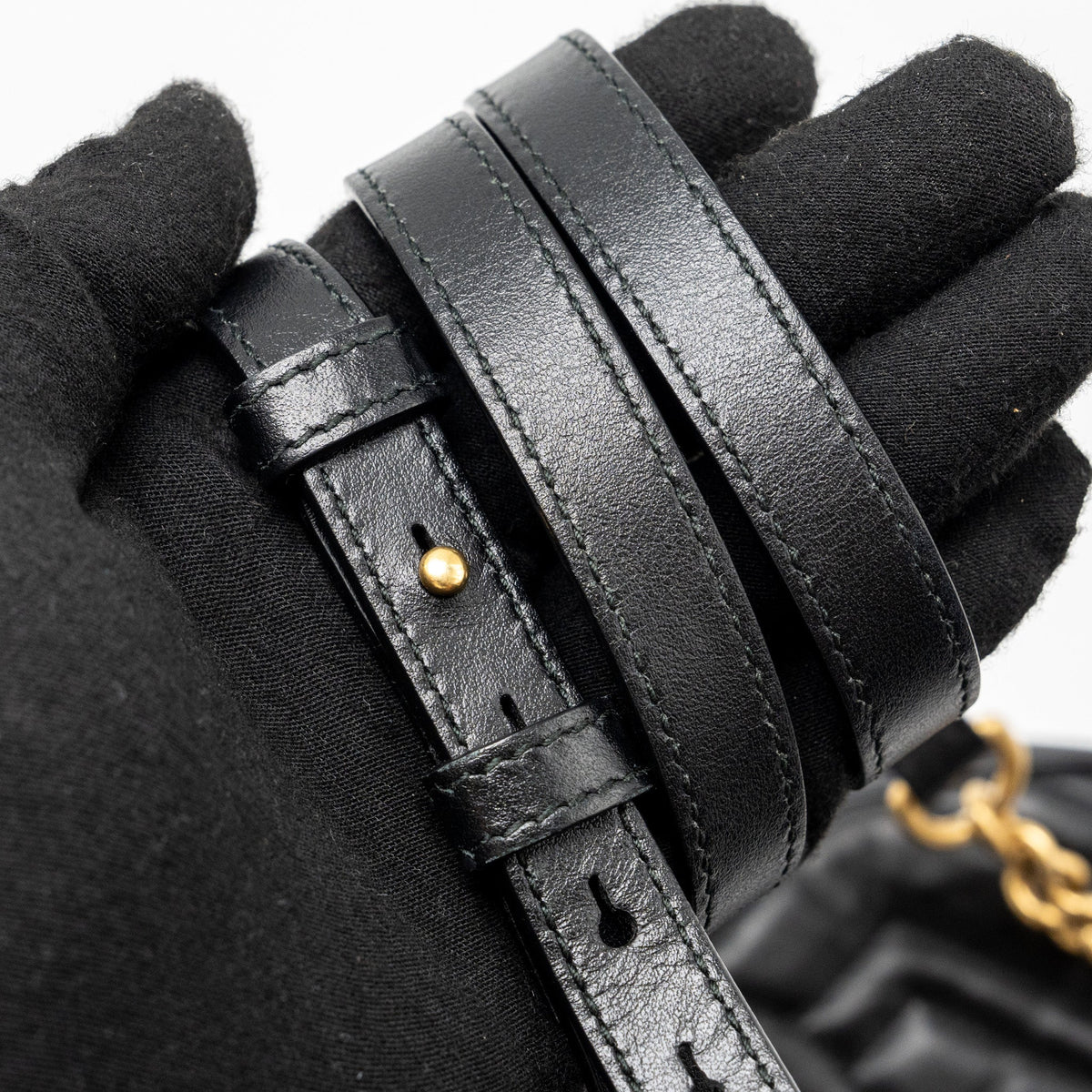 GUCCI GG MARMONT MATELESS SHOULDER BAG CALFSKIN BLACK GHW