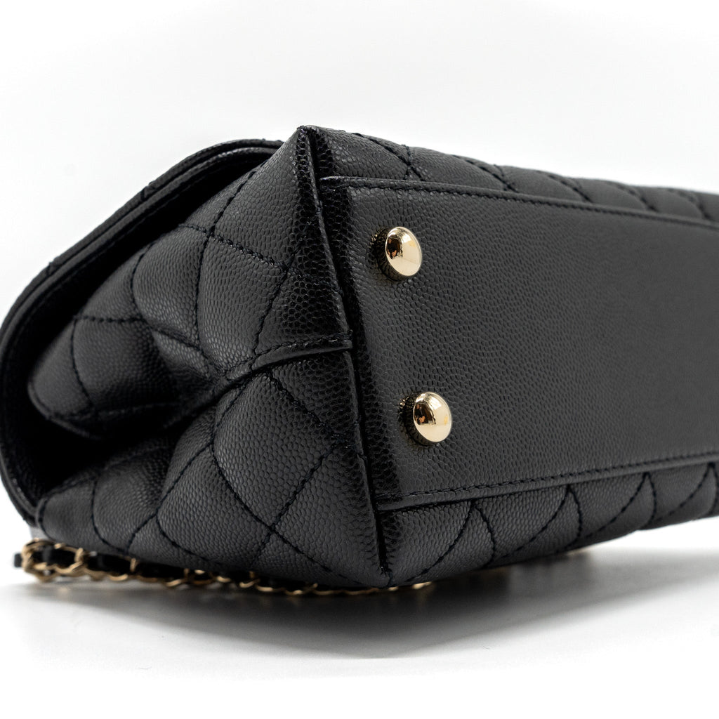 CHANEL COCO HANDLE MINI CAVIAR BLACK LGHW (MICROCHIP)