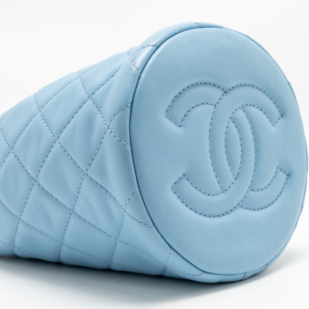 Chanel 22S Pearl Crush Bucket Bag Lambskin Blue GHW (Microchip)