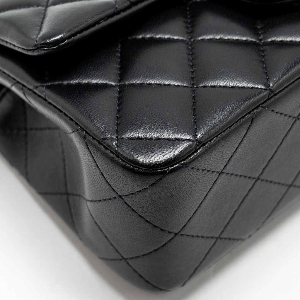 CHANEL TOP HANDLE MINI RECTANGULAR FLAP BAG LAMBSKIN BLACK LGHW (MICROCHIP)