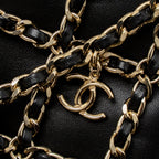 CHANEL GOLD CLUTH O CHAIN VERTICAL PHONE HOLDER LAMBSKIN BLACK GHW