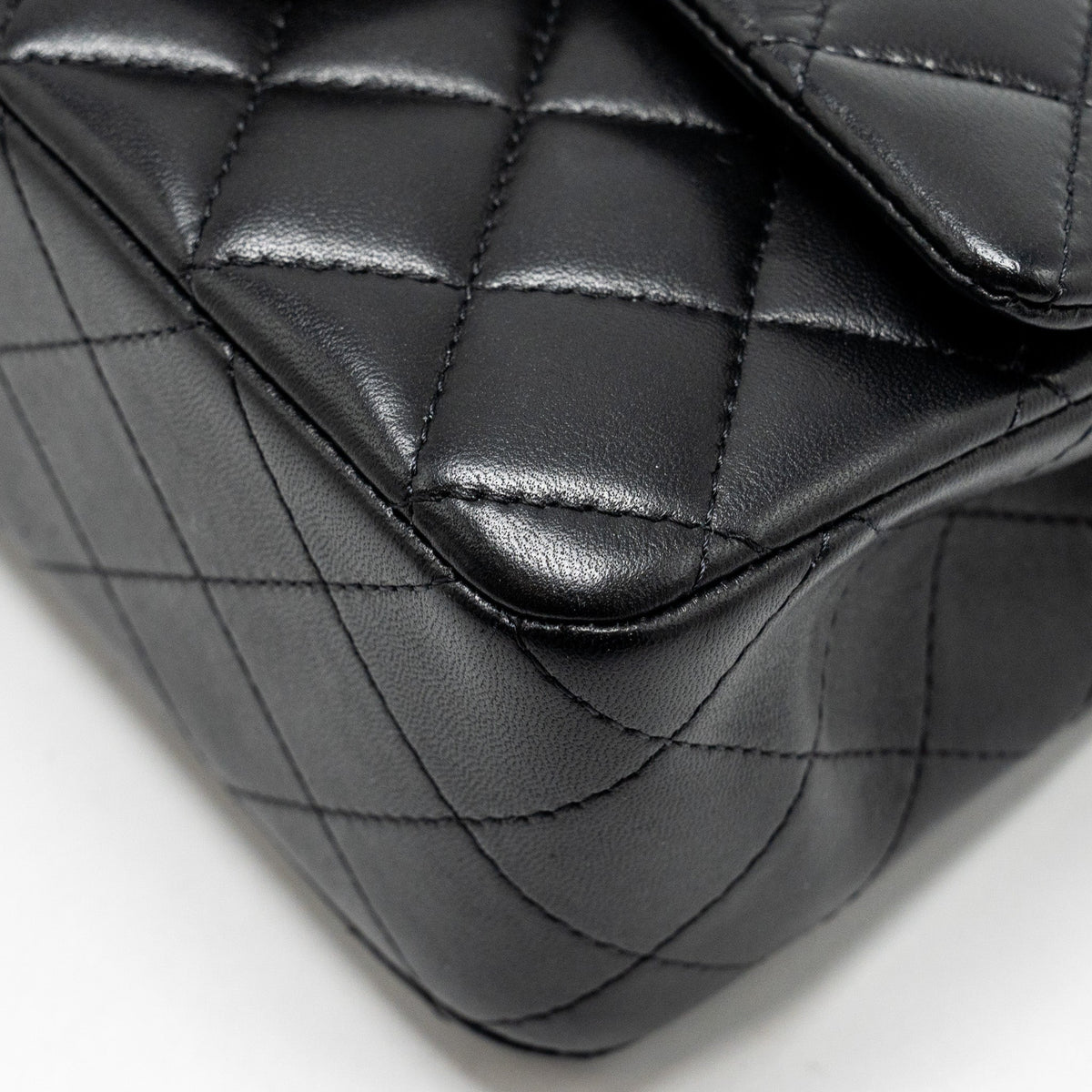 CHANEL TOP HANDLE MINI RECTANGULAR FLAP BAG LAMBSKIN BLACK LGHW (MICROCHIP)