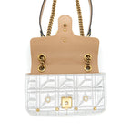 GUCCI MINI GG MARMONT FLAP BAG LIMITED EDITION SILVER WITH PEARL/GOLD HARDWARE