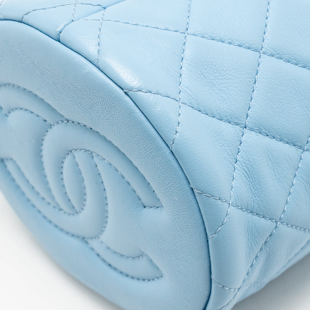Chanel 22S Pearl Crush Bucket Bag Lambskin Blue GHW (Microchip)