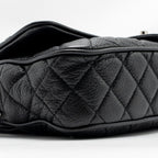 CHANEL MEDIUM CASUAL ROCK FLAP BAG GRAINED CALFSKIN BLACK RUTHENIUM HARDWARE