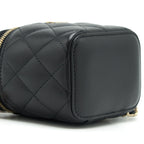 CHANEL 22P TOP HANDLE MINI VANITY WITH CHAIN WITH MIRROR INSIDE LAMBSKIN BLACK LGHW