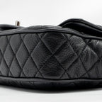 CHANEL MEDIUM CASUAL ROCK FLAP BAG GRAINED CALFSKIN BLACK RUTHENIUM HARDWARE