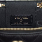 CHANEL 22P TOP HANDLE MINI VANITY WITH CHAIN WITH MIRROR INSIDE LAMBSKIN BLACK LGHW