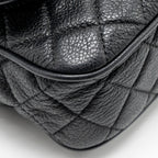 CHANEL MEDIUM CASUAL ROCK FLAP BAG GRAINED CALFSKIN BLACK RUTHENIUM HARDWARE
