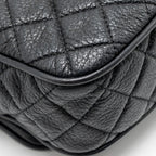 CHANEL MEDIUM CASUAL ROCK FLAP BAG GRAINED CALFSKIN BLACK RUTHENIUM HARDWARE
