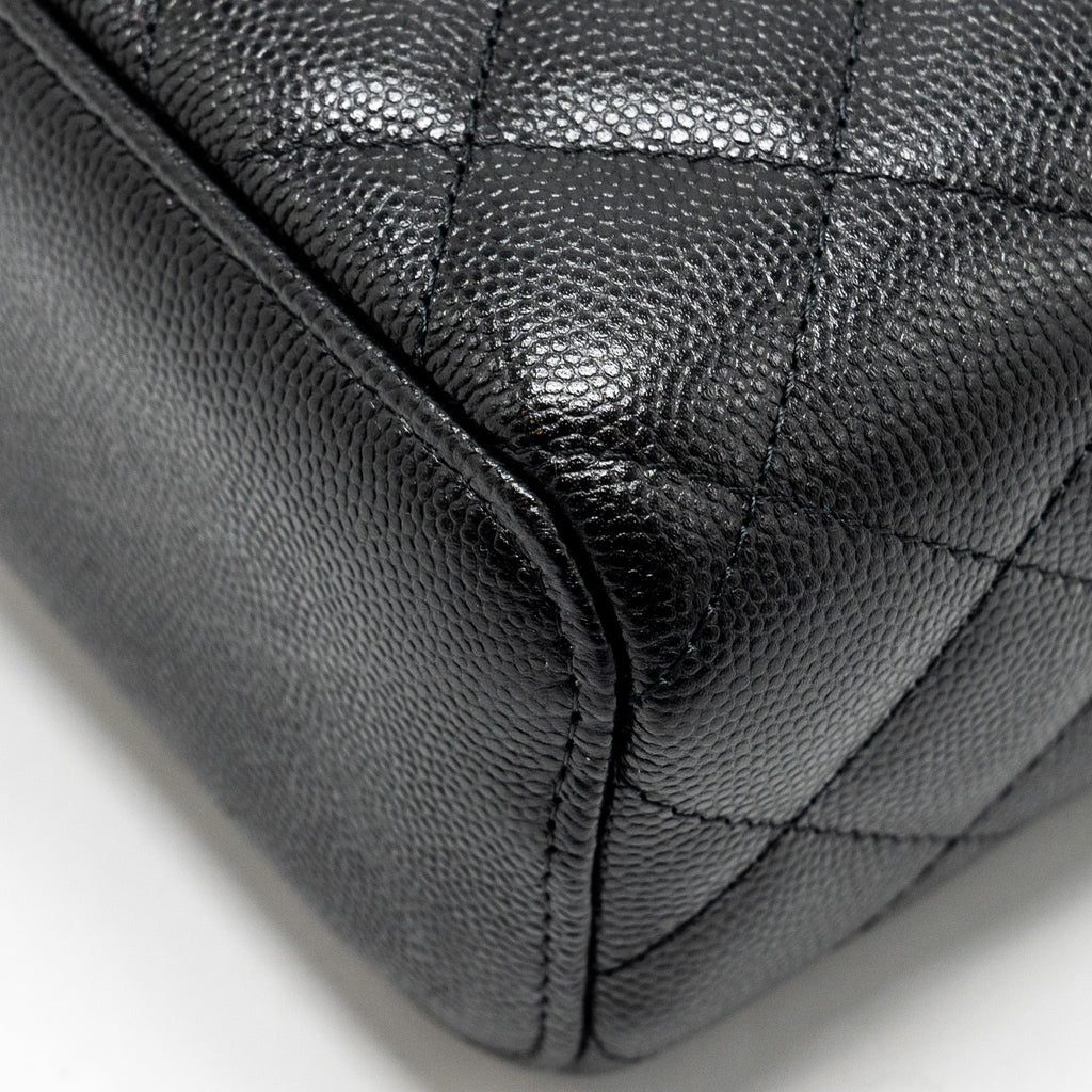 CHANEL SMALL VANITY CLUTCH WITH CHAIN CC PEARL CAVIAR BLACK LGHW