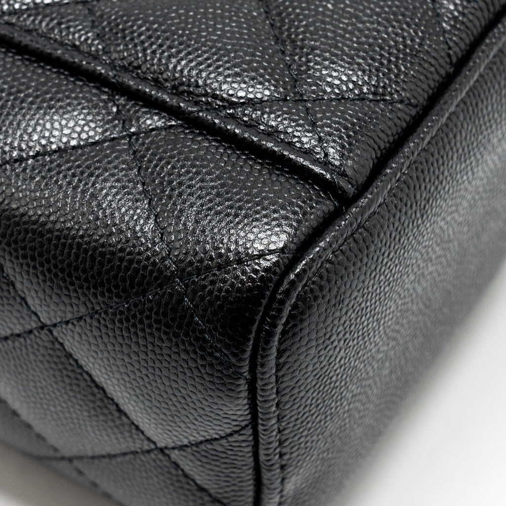 CHANEL SMALL VANITY CLUTCH WITH CHAIN CC PEARL CAVIAR BLACK LGHW
