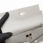 HERMES KELLY CLASSIC LONG WALLET EPSOM GREY SHW