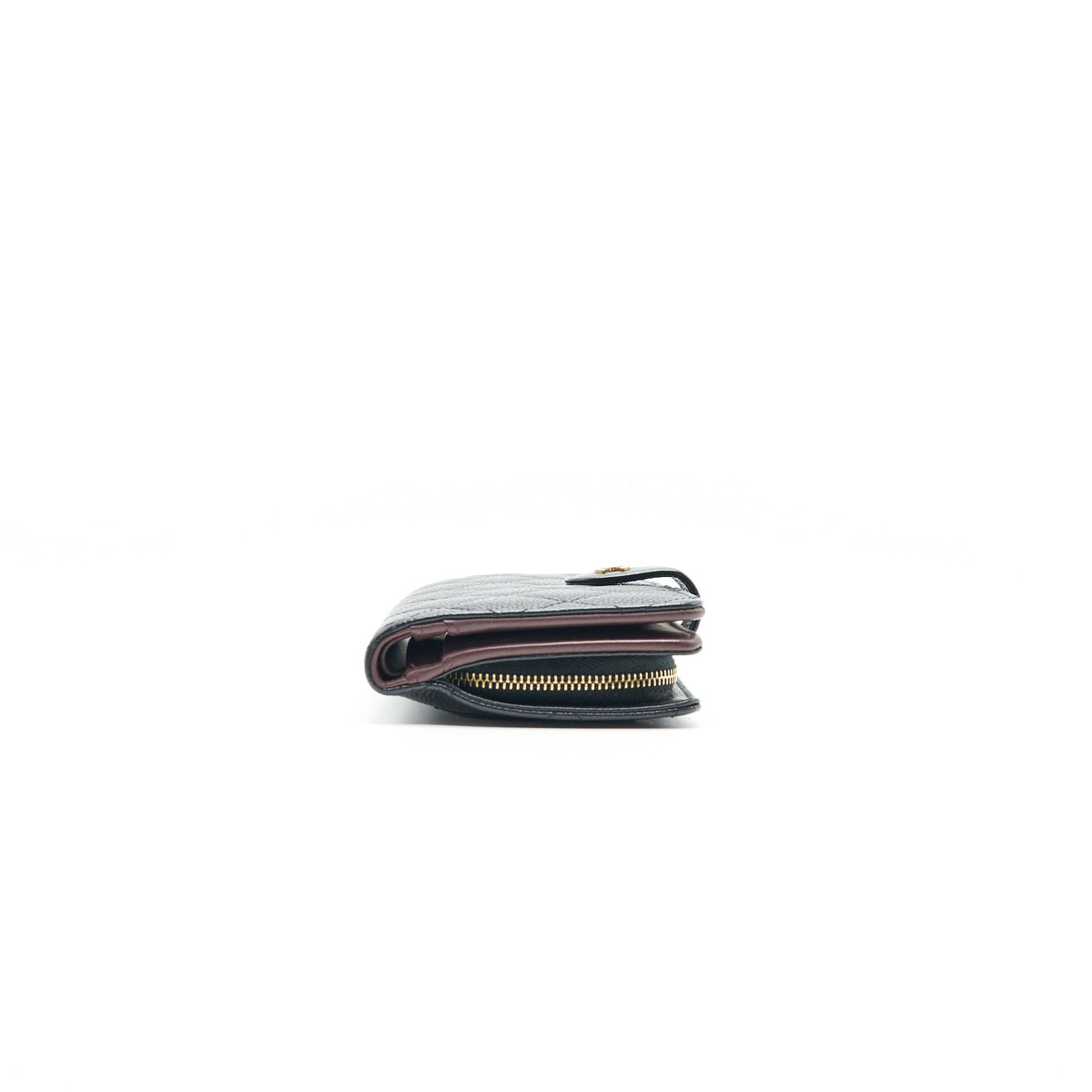 CHANEL QUILTED CC BIFOLD CAVIAR WALLET BLACK GHW