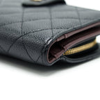 CHANEL QUILTED CC BIFOLD CAVIAR WALLET BLACK GHW