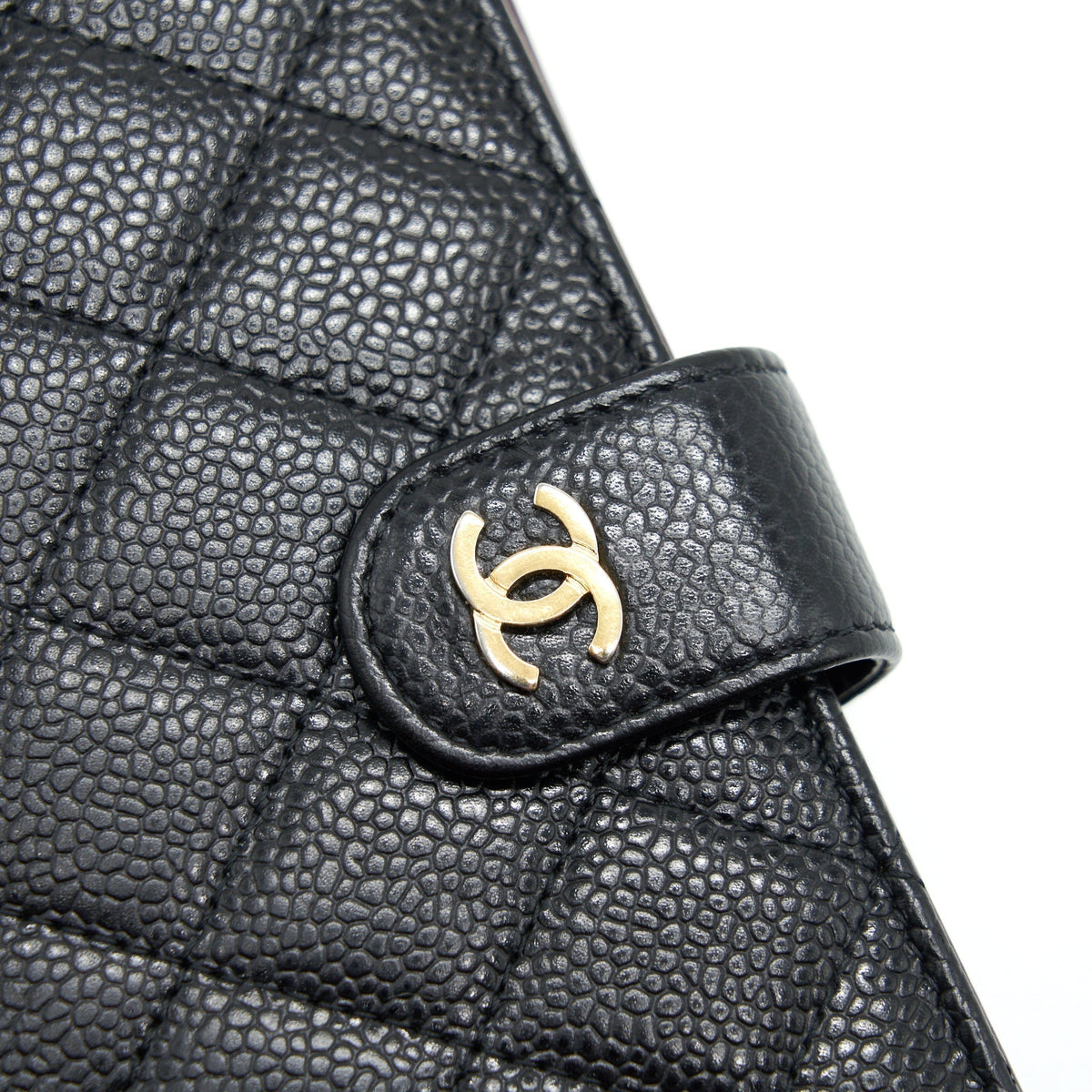 CHANEL QUILTED CC BIFOLD CAVIAR WALLET BLACK GHW