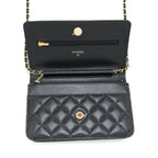 CHANEL CLASS WALLET ON CHAIN CAVIAR BLACK GHW (MICROCHIP)
