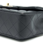 CHANEL MINI RECTANGULAR FLAP BAG BLACK LGHW LAMBSKIN