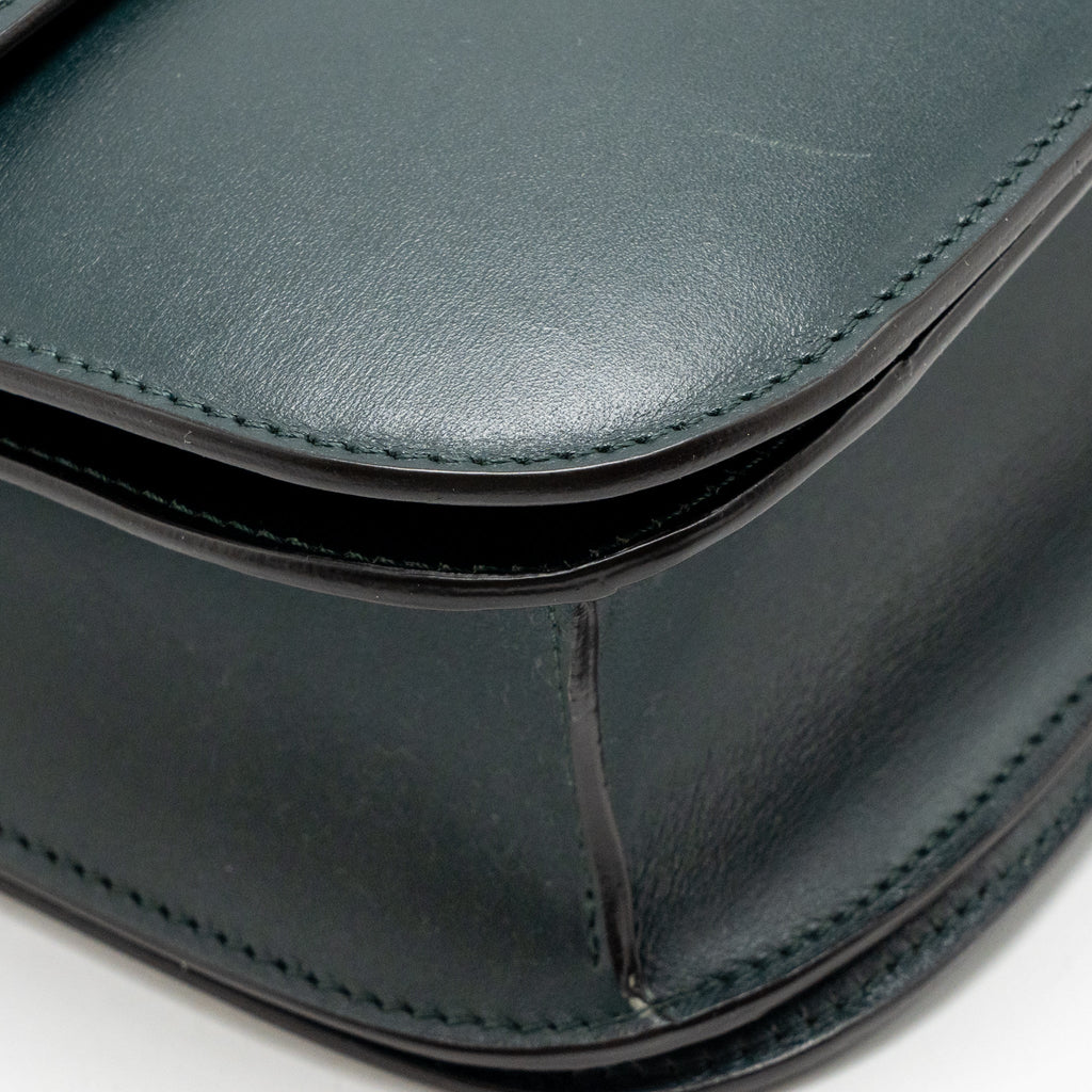 Celine Medium Classic Box Bag Calfskin Dark Green GHW