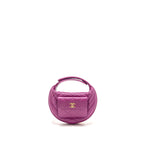Chanel Polly Pocket Mini Round Hobo Bag Caviar Dark Pink GHW (Microchip)