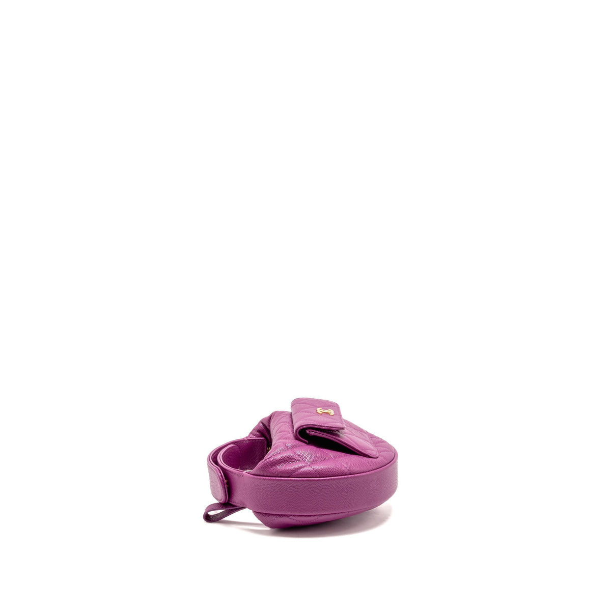 Chanel Polly Pocket Mini Round Hobo Bag Caviar Dark Pink GHW (Microchip)