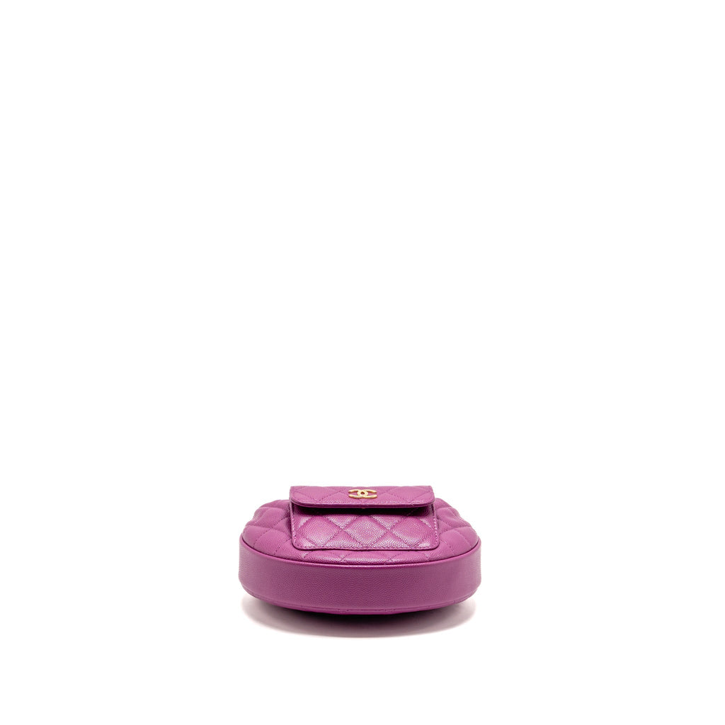 Chanel Polly Pocket Mini Round Hobo Bag Caviar Dark Pink GHW (Microchip)