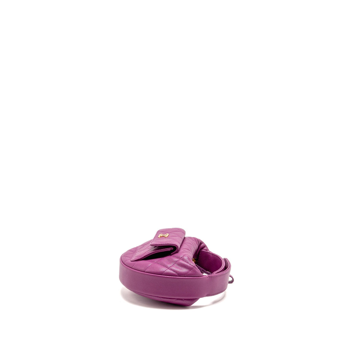 Chanel Polly Pocket Mini Round Hobo Bag Caviar Dark Pink GHW (Microchip)