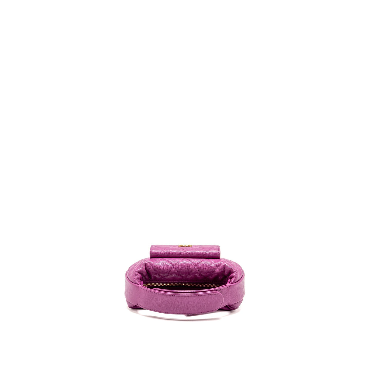 Chanel Polly Pocket Mini Round Hobo Bag Caviar Dark Pink GHW (Microchip)