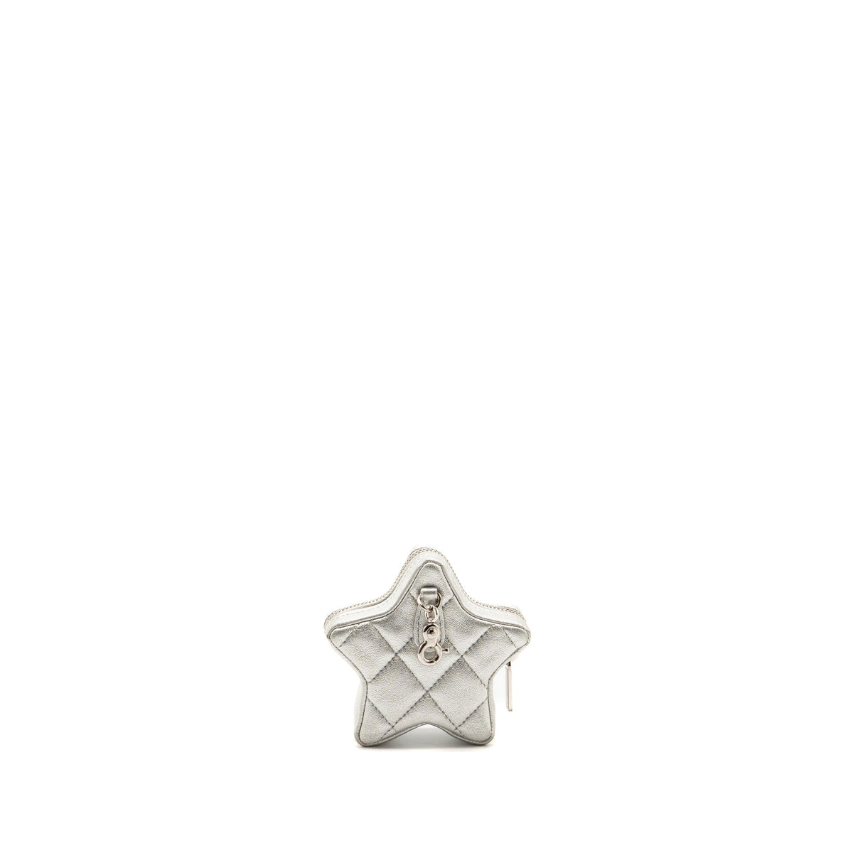 Chanel STAR COIN PURSE CHARM METALLIC LAMBSKIN SILVER SHW (MICROCHIP)