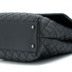 CHANEL COCO HANDLE FLAP BAG CAVIAR BLACK RUTHENIUM HARDWARE