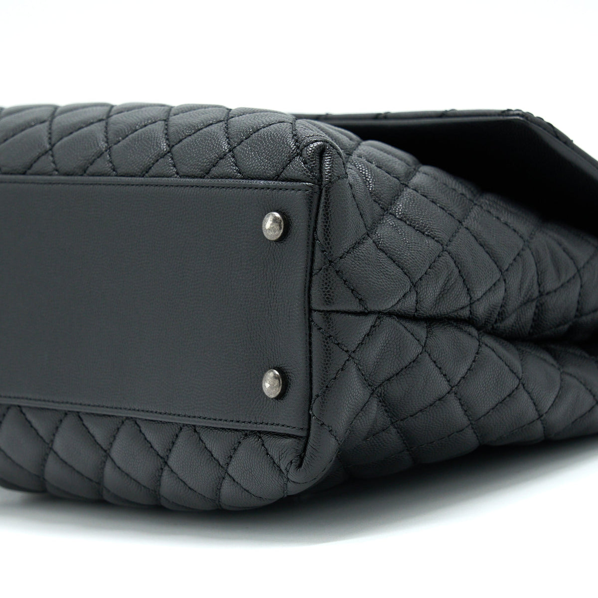 CHANEL COCO HANDLE FLAP BAG CAVIAR BLACK RUTHENIUM HARDWARE