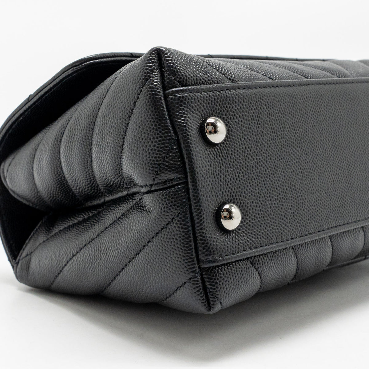 CHANEL SMALL COCO HANDLE CHEVRON CAVIAR BLACK SHW