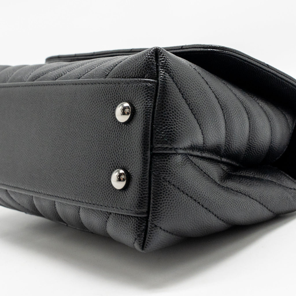 CHANEL SMALL COCO HANDLE CHEVRON CAVIAR BLACK SHW