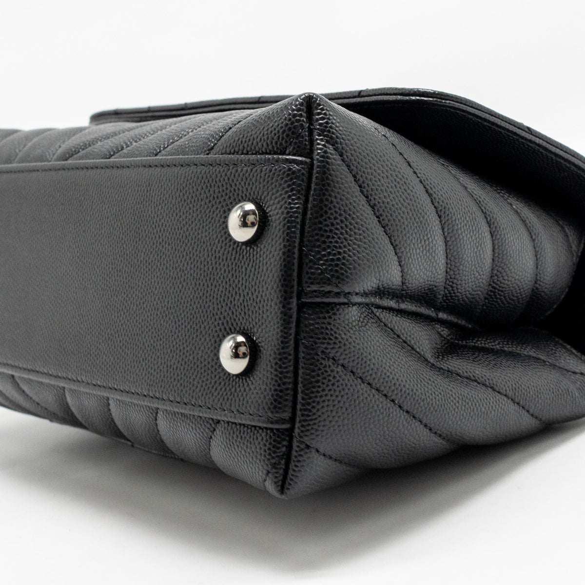 CHANEL SMALL COCO HANDLE CHEVRON CAVIAR BLACK SHW