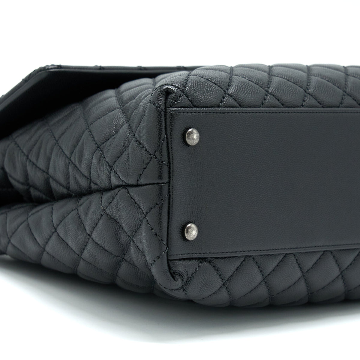 CHANEL COCO HANDLE FLAP BAG CAVIAR BLACK RUTHENIUM HARDWARE