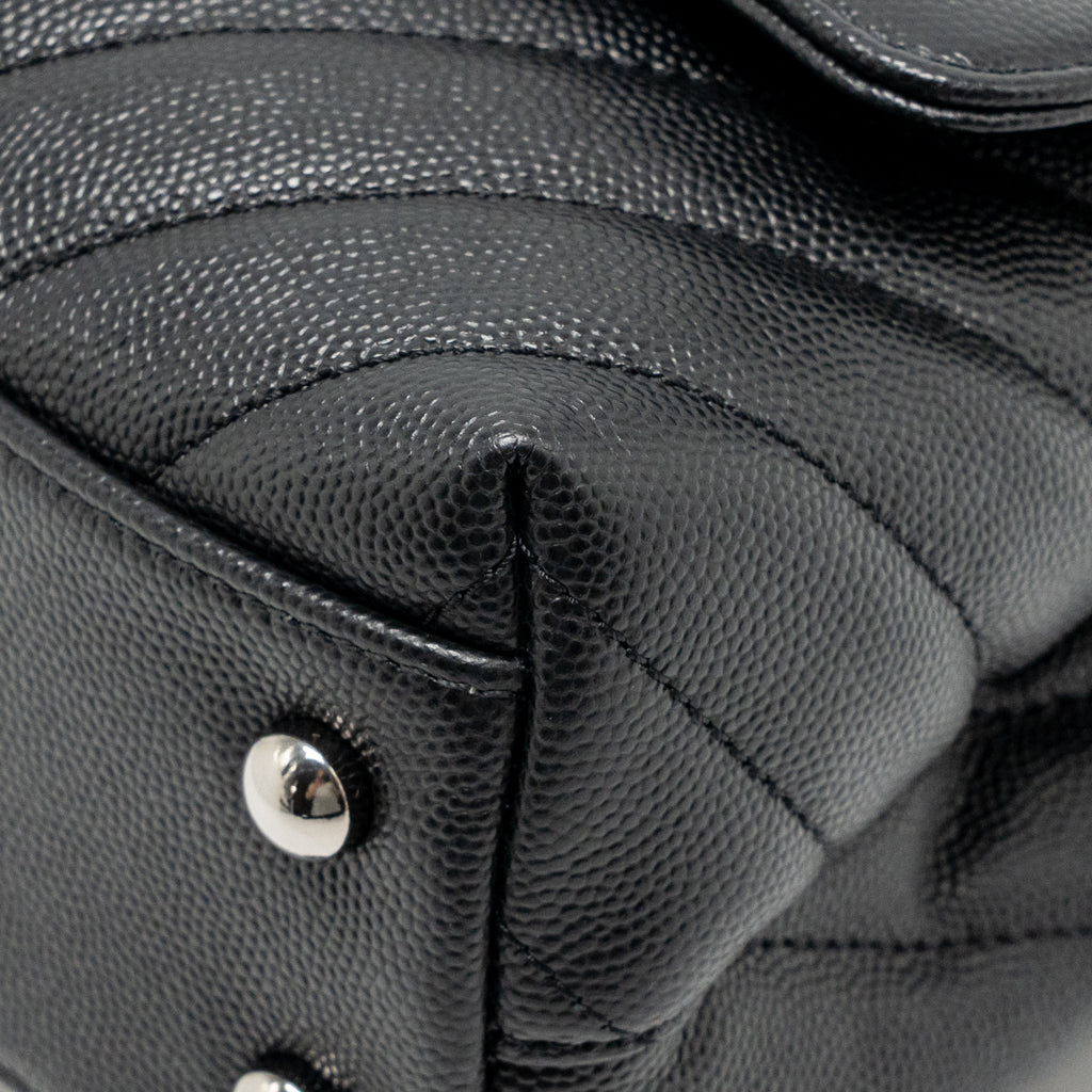 CHANEL SMALL COCO HANDLE CHEVRON CAVIAR BLACK SHW