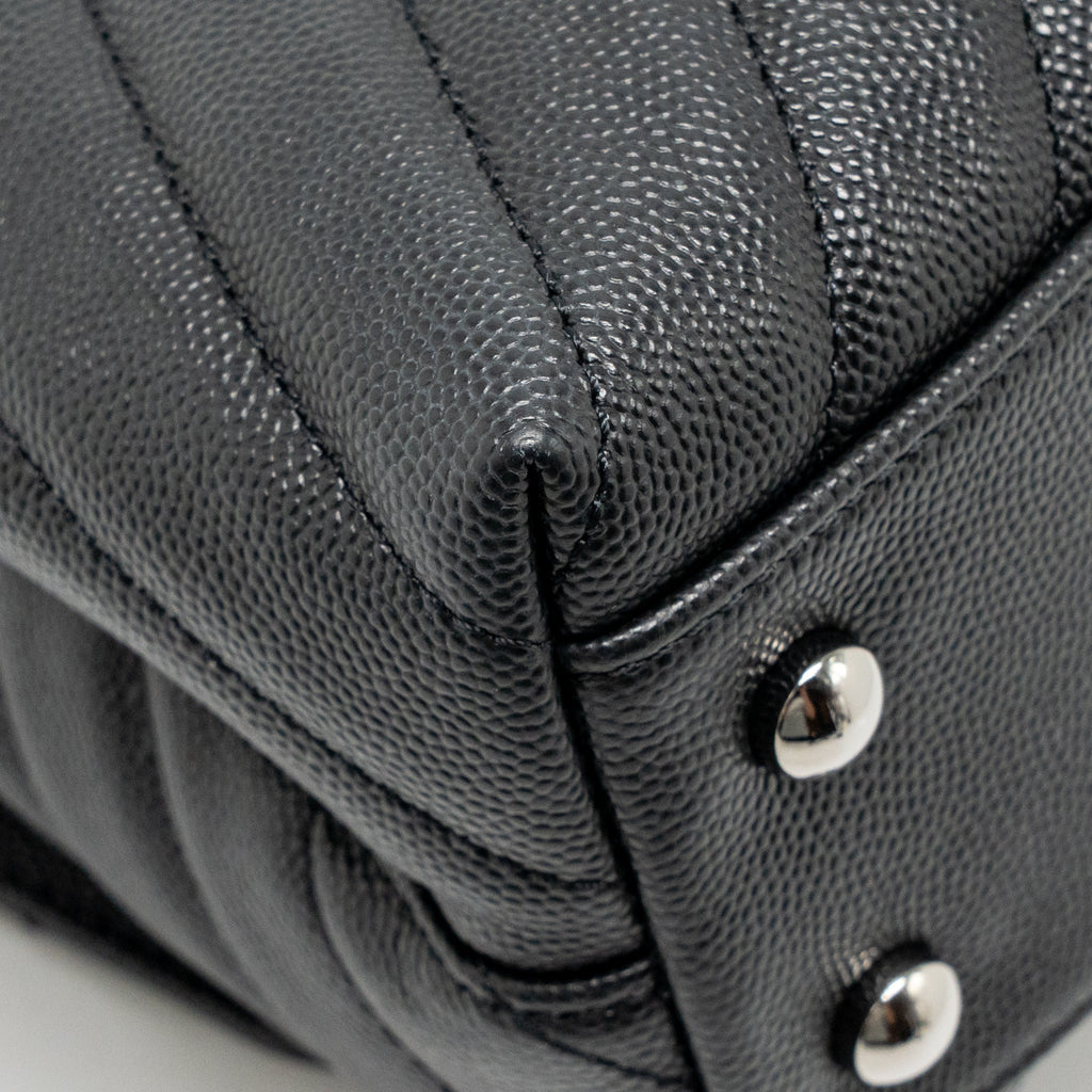 CHANEL SMALL COCO HANDLE CHEVRON CAVIAR BLACK SHW