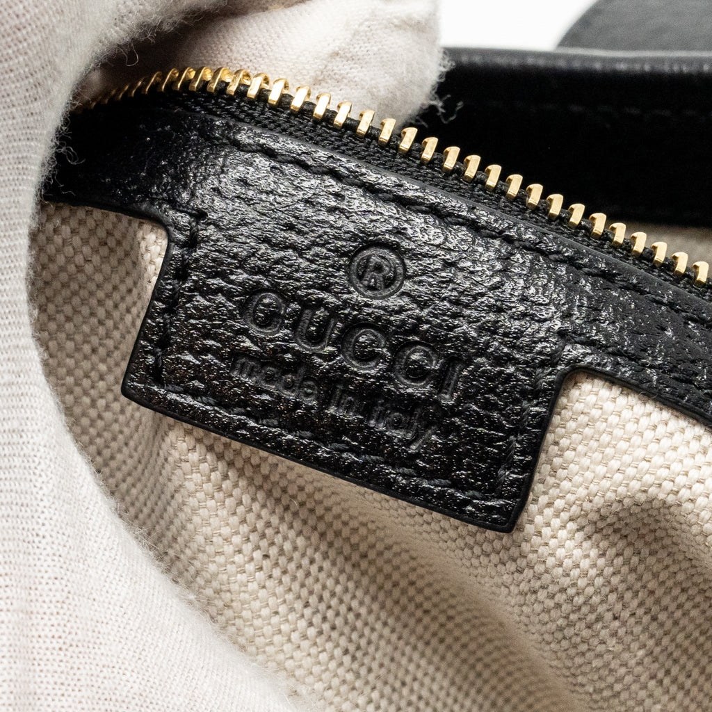 GUCCI JACKIE 1961 SMALL SHOULDER BAG DENIM/LEATHER BLACK GHW