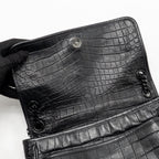 Saint Laurent/YSL Medium Niki Bag Crocodile-Embossed Calfskin SO Black