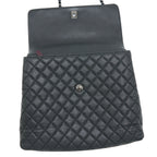 CHANEL COCO HANDLE FLAP BAG CAVIAR BLACK RUTHENIUM HARDWARE